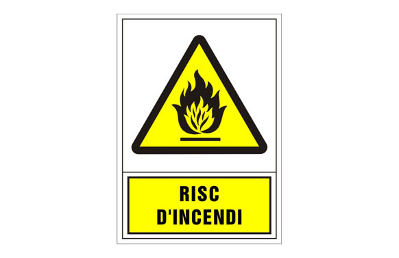 SEÑAL ADVERTENCIA CATALAN 490X345 MM-RISC D\'INCENDI
