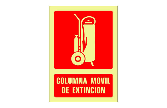 SEÑAL FOTOLUMINISCENTE CONTRA INCENDIO CASTELLANO 297X210 MM-COLUMNA MOVIL EXTINCION