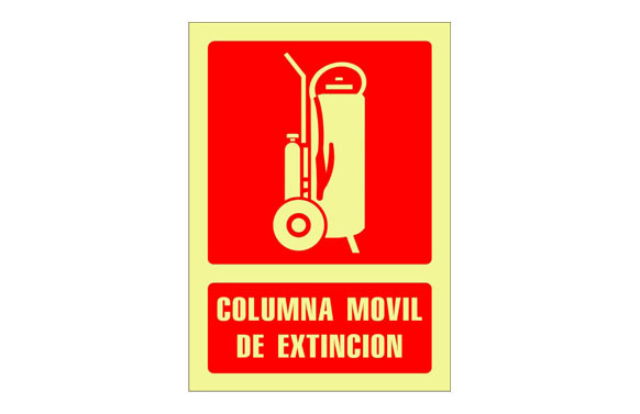 SEÑAL FOTOLUMINISCENTE CONTRA INCENDIO CASTELLANO 420X297 MM-COLUMNA MOVIL EXTINCION