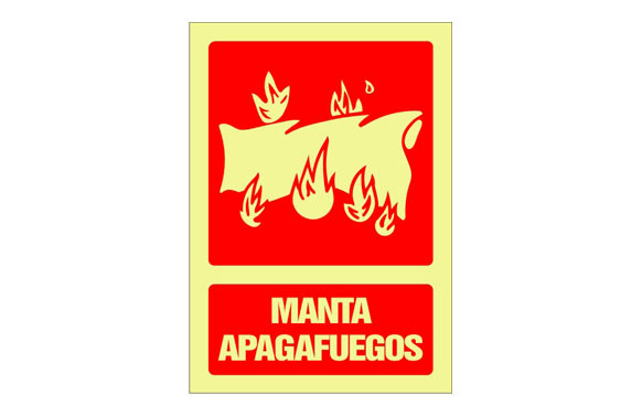 SEÑAL FOTOLUMINISCENTE CONTRA INCENDIO CASTELLANO 420X297 MM-MANTA APAGAFUEGOS