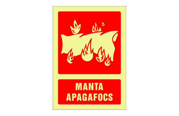 SEÑAL FOTOLUMINISCENTE CONTRA INCENDIO CATALAN 297X210 MM-MANTA APAGAFOCS