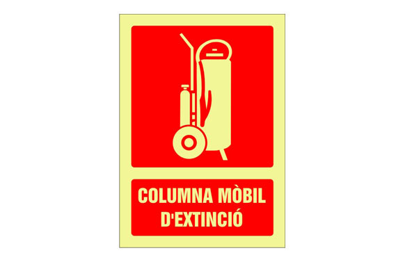 SEÑAL FOTOLUMINISCENTE CONTRA INCENDIO CATALAN 420X297 MM-COLUMNA MOBIL D\'EXTINCIO