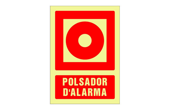 SEÑAL FOTOLUMINISCENTE CONTRA INCENDIO CATALAN 420X297 MM-POLSADOR D\'ALARMA