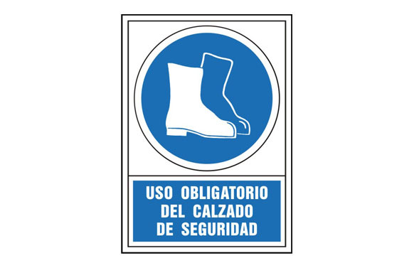 SEÑAL OBLIGACION CASTELLANO 490X345 MM-OBLIGATORIO USO CALZADO SEGURIDAD