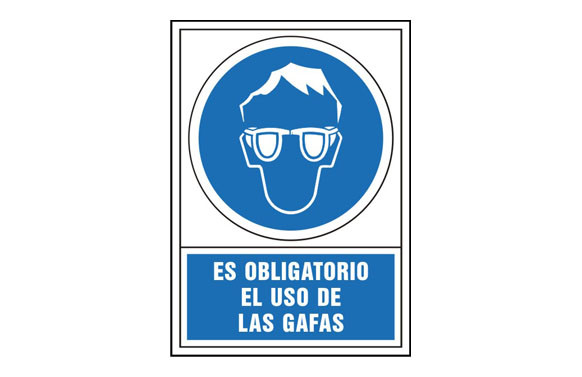 SEÑAL OBLIGACION CASTELLANO 490X345 MM-OBLIGATORIO USO DE GAFAS