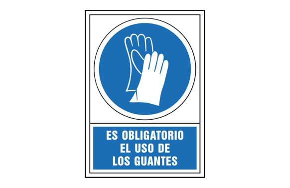 SEÑAL OBLIGACION CASTELLANO 490X345 MM-OBLIGATORIO USO DE GUANTES