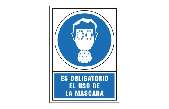 SEÑAL OBLIGACION CASTELLANO 490X345 MM-OBLIGATORIO USO DE MASCARA