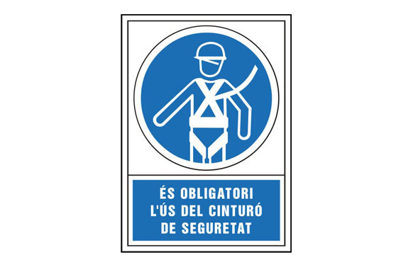 SEÑAL OBLIGACION CATALAN 345X245 MM-OBLIGATORI L\'US D\'ARNES SEGURETAT
