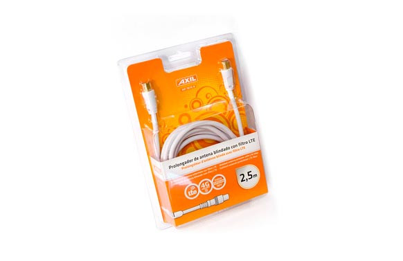 PROLONGADOR ANTENA TV CON FILTRO LTE-ANTI 4G 2,5M BLANCO