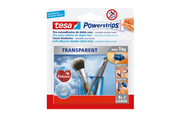 TIRA POWERSTRIPS GRANDE TRANSPARENTE BLISTER 8 UNIDADES
