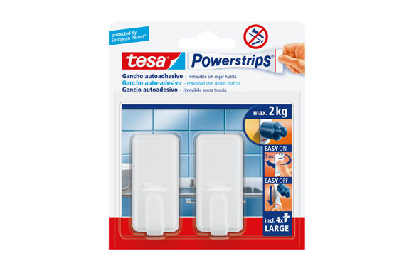 COLGADOR POWERSTRIPS RECTANGULAR GRANDE BLANCO BLISTER 2 + 4 TIRAS