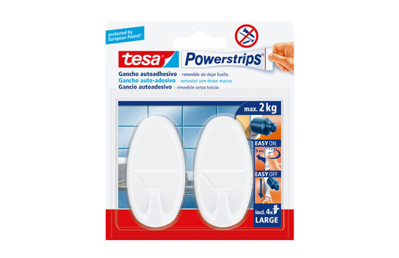 COLGADOR POWERSTRIPS OVALADO GRANDE BLANCO BLISTER 2 + 4 TIRAS