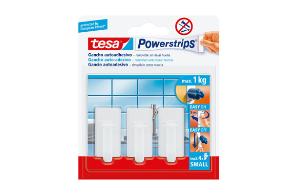 COLGADOR POWERSTRIPS RECTANGULAR PEQUEÑO BLANCO BLISTER 3 + 4 TIRAS