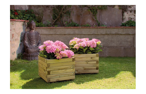 JARDINERA MADERA CUADRADA \'SPIRO\' + GEOTEXTIL 50X50X40 MARRON OSCURO