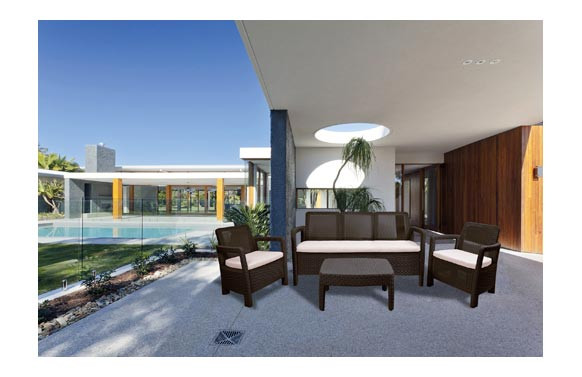 CONJUNTO RATAN RESINA MARRON TARIFA LOUNGE SET TRIPLE