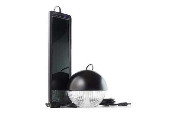 KIT SOLAR RECARGABLE CON LAMPARA 3 LEDS NEGRO