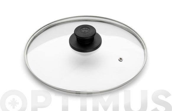 TAPA VIDRIO C/VALVULA Y ARO INOX 24 CM