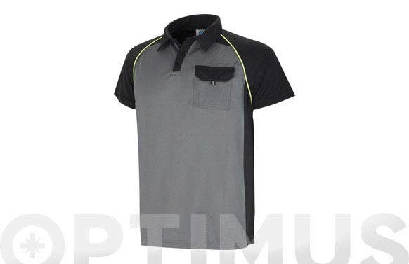 POLO MANGA CORTA GRIS/NEGRO XXL