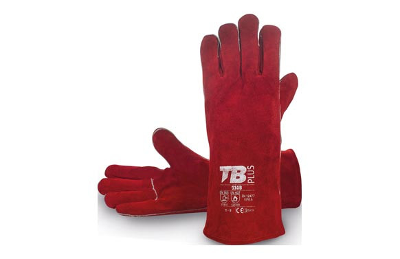 GUANTE PROTECCION SOLDADOR 34 CM. TALLA UNICA. SERRAJE VACUNO CON FORRO FRANELA