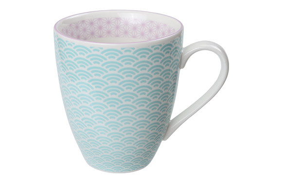 MUG PORCELANA 300 ML CELESTE BORDE VIOLETA