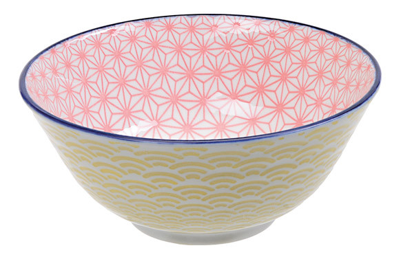 BOL PORCELANA 15 CM AMARILLO/SALMON