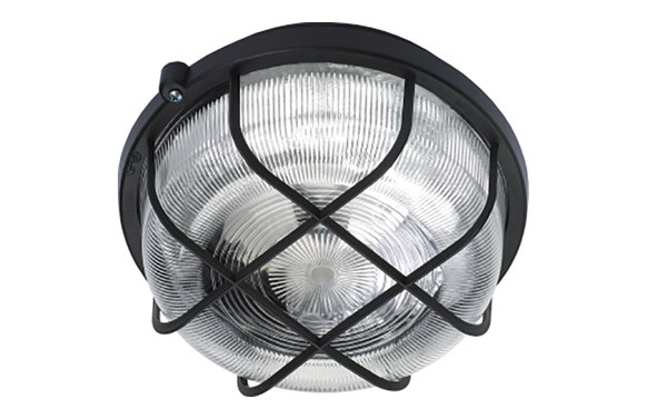 APLIQUE REDONDO E27 100 W CON REJILLA NEGRO