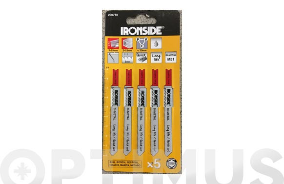 HOJA SIERRA CALAR PARA METAL Y PVC (5 UN) U127 D RECTO FINO. LOGITUD 100 MM