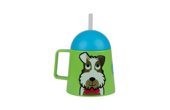VASO INFANTIL CON ASA TAPA Y CAÑA PERRITO