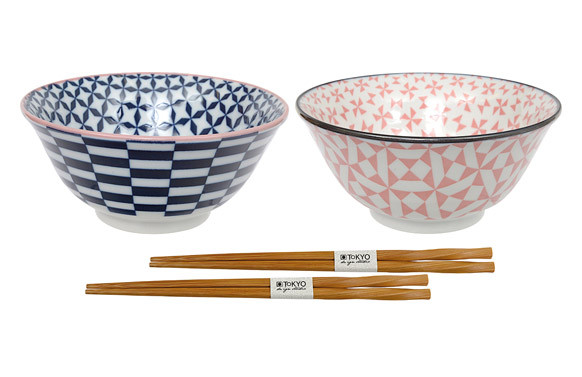 BOL PORCELANA 15 CM GEO ECLECTIC (SET 2) + PALILLOS
