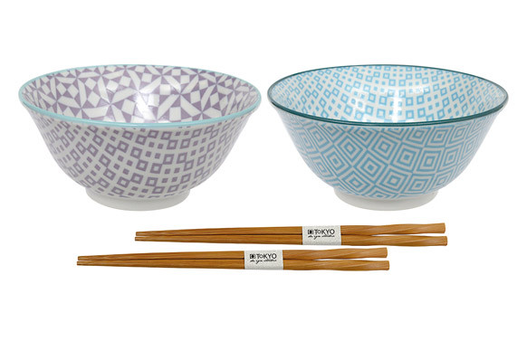 BOL PORCELANA 15 CM GEO ECLECTIC (SET 2) + PALILLOS
