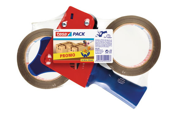 CINTA EMBALAR POLIPROPILENO PACK 2 ROLLOS+PRECINTA 66X50 MARRON