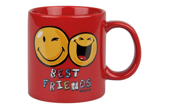 MUG CERAMICA SMILEY 330 ML BEST FRIENDS-ROJO
