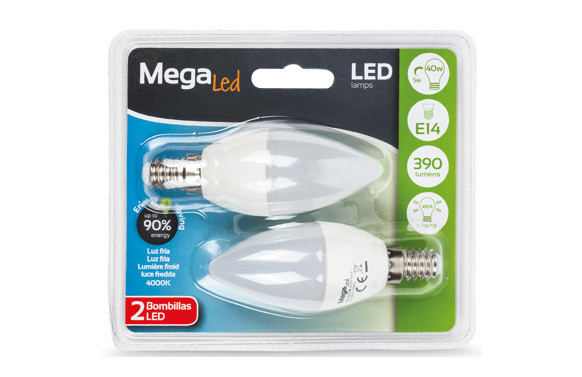 LAMPARA LED VELA (2UNI) 5W E-14 LUZ BLANCA (4000K)