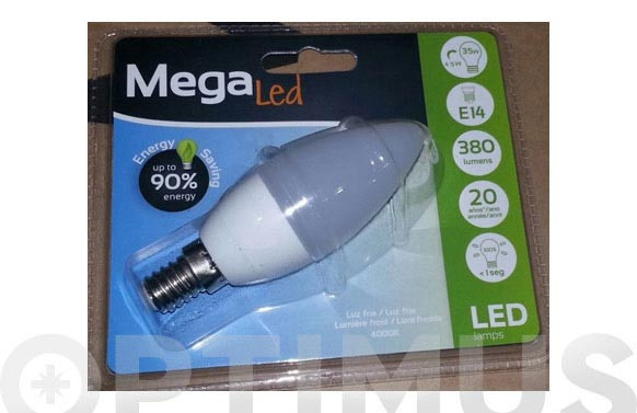 LAMPARA VELA LED E14 7W LUZ BLANCA
