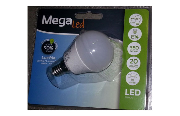 LAMPARA ESFERICA LED E14 4,5W LUZ BLANCA