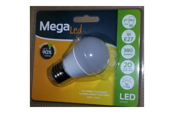 LAMPARA ESFERICA LED E27 4,5W CALIDA