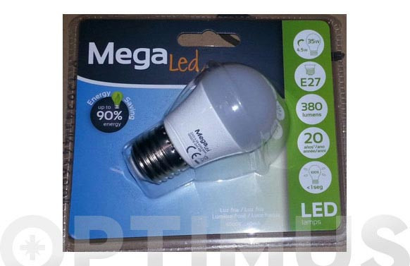 LAMPARA ESFERICA LED E27 7W LUZ BLANCA