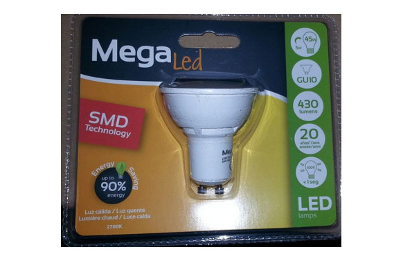 LAMPARA DICROICA SMD LED GU10 5W LUZ CALIDA
