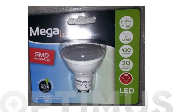 LAMPARA DICROICA SMD LED GU10 7W LUZ BLANCA