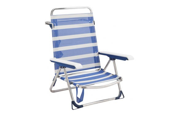 SILLA CAMA PLAYA FIBRELINE RAYAS AZUL/BLANCO BICOMPONENTE