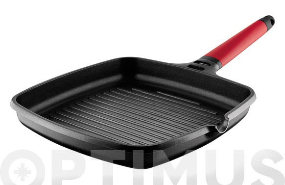 GRILL INDUCTION MANGO DESMONTABLE ROJO 27X27 CM