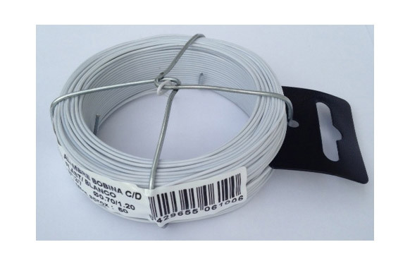 ALAMBRE PLASTIFICADO EN BOBINA 50 M 1,1/1,6 BLANCO