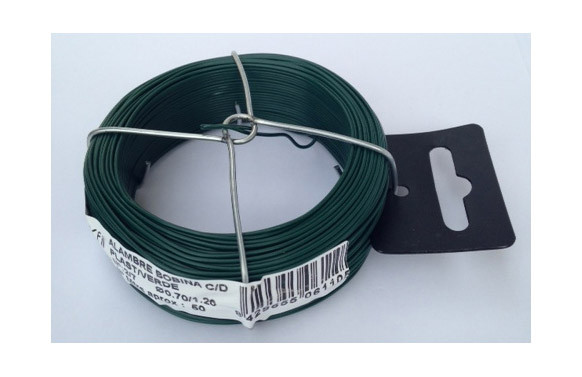 ALAMBRE PLASTIFICADO EN BOBINA 50 M 1,1/1,6 VERDE