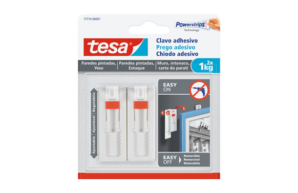 CLAVO ADHESIVO SMS AJUSTABLE REMOVIBLE PARED PINTA 2,0 KG BLISTER 2 CLAVOS 6 TIRAS