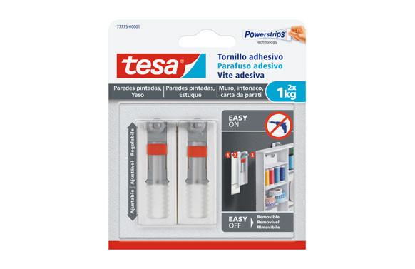 TORNILLO ADHESIVO SMS AJUSTABLE REMOVIBLE PARED PI 2,0 KG BLISTER 2 TORNILLOS 6 TIRAS