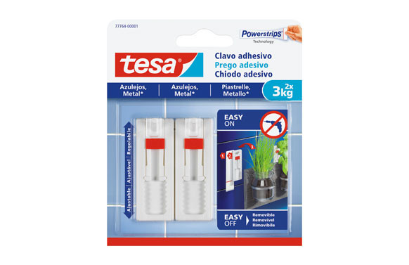 CLAVO ADHESIVO SMS AJUSTABLE REMOVIBLE AZULEJOS 3,0 KG BLISTER 2 CLAVOS 3 TIRAS