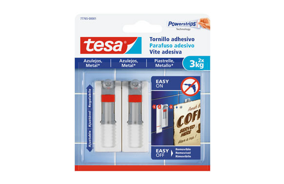TORNILLO ADHESIVO SMS AJUSTABLE REMOVIBLE AZULEJOS 3,0 KG BLISTER 2 TORNILLOS 3 TIRAS