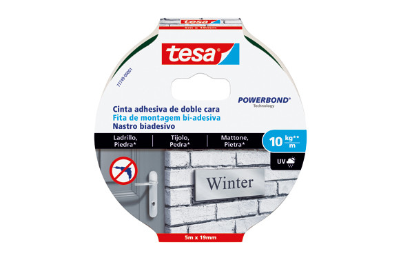 CINTA DOBLE CARA POWERBOND SMS PERMANENTE 5M X 19 MM LADRILLO