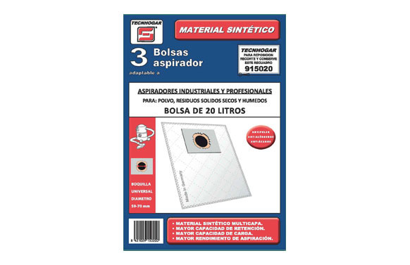 BOLSA SINTETICA ASPIRADOR INDUSTRIAL 20 L 3 UNIDADES