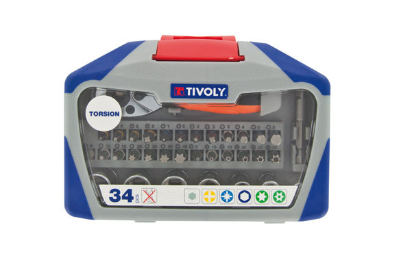 PUNTAS ATORNILLAR+VASOS TIN TORSION JUEGO 34 PIEZA T34